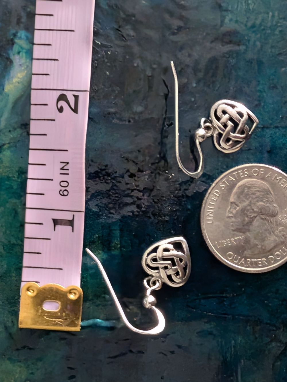 Sterling Silver Celtic Heart Drop Earrings - Silver - Picture 8 of 8